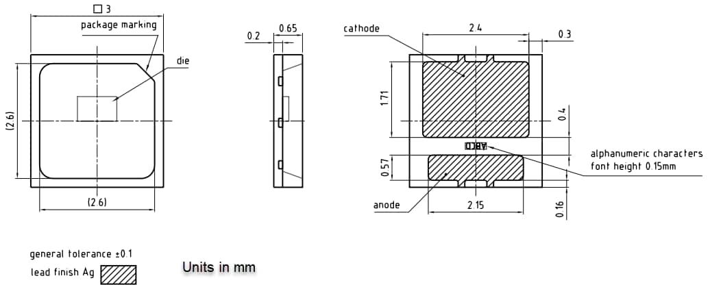 Plan mécanique - ams OSRAM LED 14 mA DSLP31.CC OSTUNE® E3030 KW